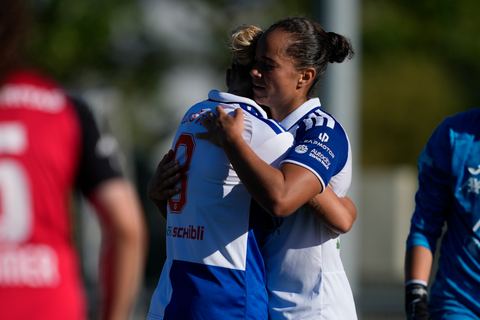 Schweiz: AXA Women's Super League 2026/2027, FC Aarau Frauen vs GC Frauenfussball - Sportanlage Schachen, Aarau: Kayla Jay Mckenna (12 Grasshoppers) jubelt nach ihrem Tor zum 0:2