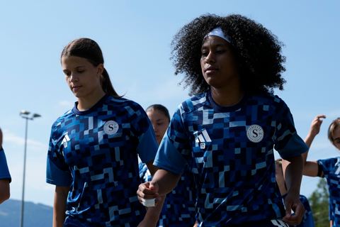 Crans-Montana, Switzerland - July 25: Petzoldt Emma Paola (35 SFCCF) and Cardia Mickaella Francoise Halooa (12 SFCCF) during the AXA Women's Super League match between Servette FC Chenois Feminin and FC Sion Feminin at Stade du Christ-Roi on July 25, 2026 in Crans-Montana, Switzerland.