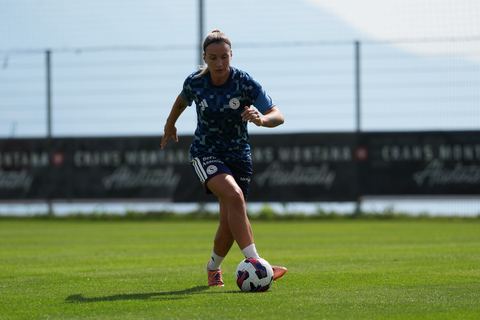 Crans-Montana, Switzerland - July 25: Gloria Marinelli (9 SFCCF) during the AXA Women's Super League match between Servette FC Chenois Feminin and FC Sion Feminin at Stade du Christ-Roi on July 25, 2026 in Crans-Montana, Switzerland.