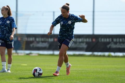 Crans-Montana, Switzerland - July 25: Gloria Marinelli (9 SFCCF) during the AXA Women's Super League match between Servette FC Chenois Feminin and FC Sion Feminin at Stade du Christ-Roi on July 25, 2026 in Crans-Montana, Switzerland.