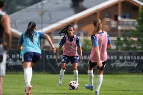 Crans-Montana, Switzerland - July 25: Daina Bourma (3 SFCCF) during the AXA Women's Super League match between Servette FC Chenois Feminin and FC Sion Feminin at Stade du Christ-Roi on July 25, 2026 in Crans-Montana, Switzerland.