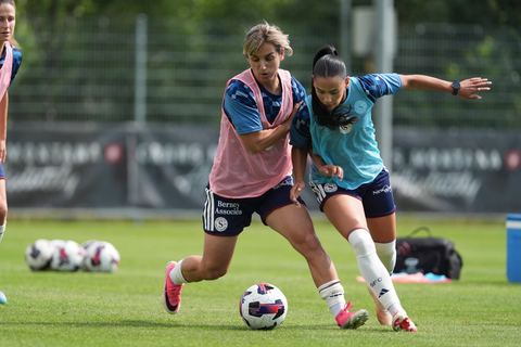 Crans-Montana, Switzerland - July 25: Terchoun Meriame (25 SFCCF) and Andonova Natasha (7 SFCCF) during the AXA Women's Super League match between Servette FC Chenois Feminin and FC Sion Feminin at Stade du Christ-Roi on July 25, 2026 in Crans-Montana, Switzerland.