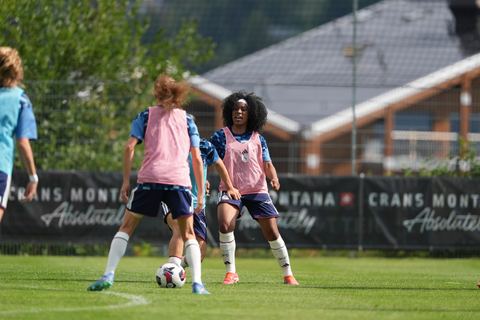 Crans-Montana, Switzerland - July 25: Cardia Mickaella Francoise Halooa (12 SFCCF) during the AXA Women's Super League match between Servette FC Chenois Feminin and FC Sion Feminin at Stade du Christ-Roi on July 25, 2026 in Crans-Montana, Switzerland.