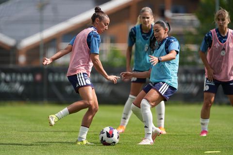 Crans-Montana, Switzerland - July 25: Player of Servette FC Chenois Feminin during warmup of the AXA Women's Super League match between Servette FC Chenois Feminin and FC Sion Feminin at Stade du Christ-Roi on July 25, 2026 in Crans-Montana, Switzerland.