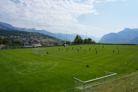 Crans-Montana, Switzerland - July 25: Overview during the AXA Women's Super League match between Servette FC Chenois Feminin and FC Sion Feminin at Stade du Christ-Roi on July 25, 2026 in Crans-Montana, Switzerland.
