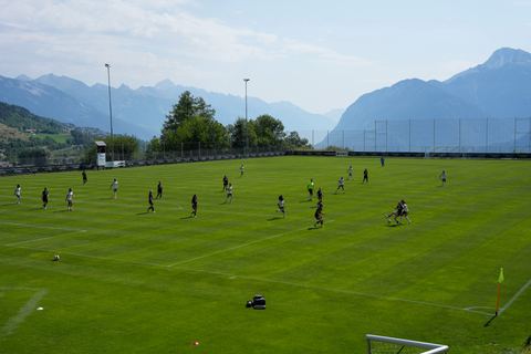 Crans-Montana, Switzerland - July 25: Overview during the AXA Women's Super League match between Servette FC Chenois Feminin and FC Sion Feminin at Stade du Christ-Roi on July 25, 2026 in Crans-Montana, Switzerland.