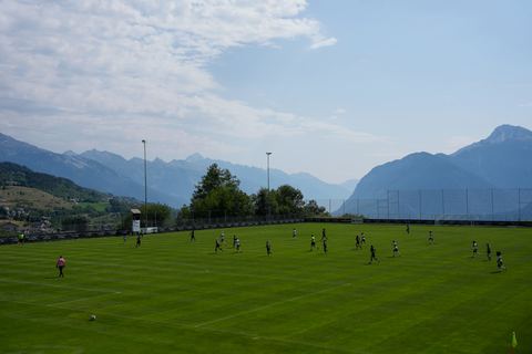 Crans-Montana, Switzerland - July 25: Overview during the AXA Women's Super League match between Servette FC Chenois Feminin and FC Sion Feminin at Stade du Christ-Roi on July 25, 2026 in Crans-Montana, Switzerland.