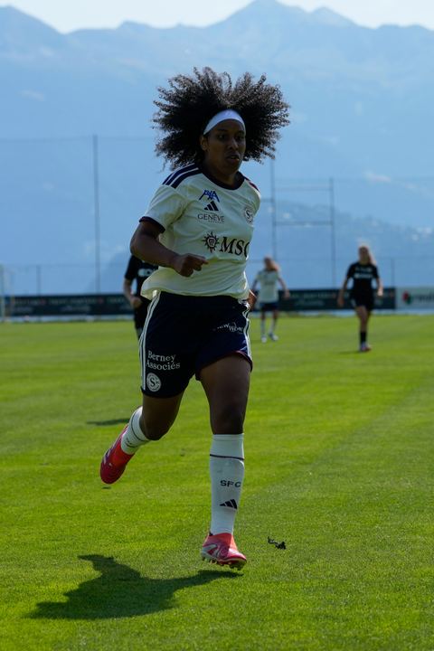Crans-Montana, Switzerland - July 25: Cardia Mickaella Francoise Halooa (12 SFCCF) during the AXA Women's Super League match between Servette FC Chenois Feminin and FC Sion Feminin at Stade du Christ-Roi on July 25, 2026 in Crans-Montana, Switzerland.