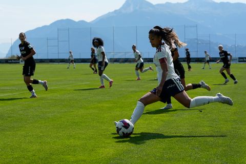 Crans-Montana, Switzerland - July 25: Daina Bourma (3 SFCCF) during the AXA Women's Super League match between Servette FC Chenois Feminin and FC Sion Feminin at Stade du Christ-Roi on July 25, 2026 in Crans-Montana, Switzerland.