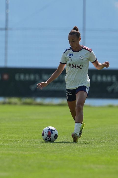 Crans-Montana, Switzerland - July 25: Serrano Castano Paula (19 SFCCF) during the AXA Women's Super League match between Servette FC Chenois Feminin and FC Sion Feminin at Stade du Christ-Roi on July 25, 2026 in Crans-Montana, Switzerland.