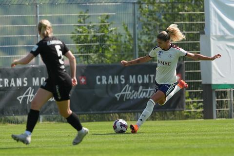 Crans-Montana, Switzerland - July 25: De al m da Eira Stefanie (64 SFCCF) during the AXA Women's Super League match between Servette FC Chenois Feminin and FC Sion Feminin at Stade du Christ-Roi on July 25, 2026 in Crans-Montana, Switzerland.