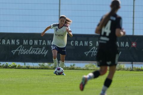 Crans-Montana, Switzerland - July 25: Carage Noemie (28 SFCCF) during the AXA Women's Super League match between Servette FC Chenois Feminin and FC Sion Feminin at Stade du Christ-Roi on July 25, 2026 in Crans-Montana, Switzerland.