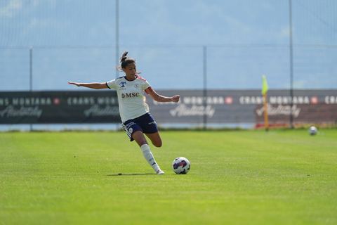 Crans-Montana, Switzerland - July 25: Daina Bourma (3 SFCCF) during the AXA Women's Super League match between Servette FC Chenois Feminin and FC Sion Feminin at Stade du Christ-Roi on July 25, 2026 in Crans-Montana, Switzerland.