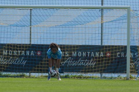 Crans-Montana, Switzerland - July 25: Weimar Jacintha Anouchka (13 SFCCF) during the AXA Women's Super League match between Servette FC Chenois Feminin and FC Sion Feminin at Stade du Christ-Roi on July 25, 2026 in Crans-Montana, Switzerland.