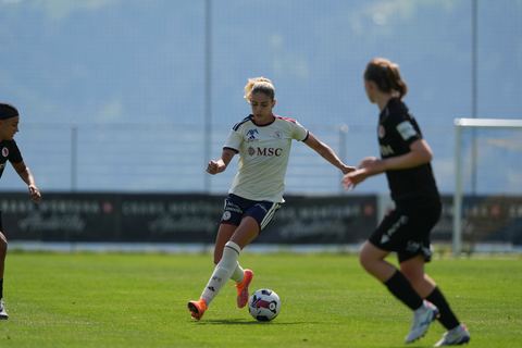 Crans-Montana, Switzerland - July 25: De al m da Eira Stefanie (64 SFCCF) during the AXA Women's Super League match between Servette FC Chenois Feminin and FC Sion Feminin at Stade du Christ-Roi on July 25, 2026 in Crans-Montana, Switzerland.