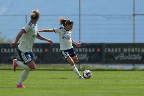 Crans-Montana, Switzerland - July 25: Carage Noemie (28 SFCCF) during the AXA Women's Super League match between Servette FC Chenois Feminin and FC Sion Feminin at Stade du Christ-Roi on July 25, 2026 in Crans-Montana, Switzerland.
