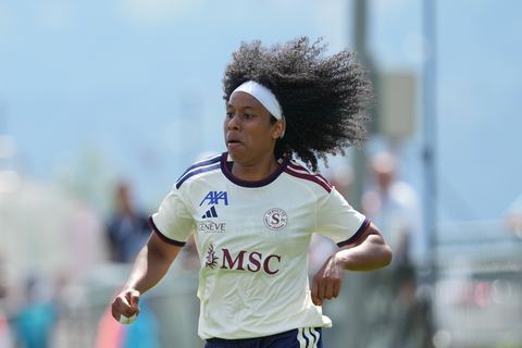 Crans-Montana, Switzerland - July 25: Cardia Mickaella Francoise Halooa (12 SFCCF) during the AXA Women's Super League match between Servette FC Chenois Feminin and FC Sion Feminin at Stade du Christ-Roi on July 25, 2026 in Crans-Montana, Switzerland.