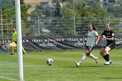 Crans-Montana, Switzerland - July 25: Terchoun Meriame (25 SFCCF) scores a goal during the AXA Women's Super League match between Servette FC Chenois Feminin and FC Sion Feminin at Stade du Christ-Roi on July 25, 2026 in Crans-Montana, Switzerland.