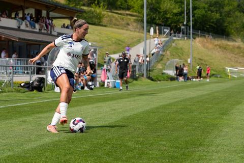 Crans-Montana, Switzerland - July 25: Gloria Marinelli (9 SFCCF) during the AXA Women's Super League match between Servette FC Chenois Feminin and FC Sion Feminin at Stade du Christ-Roi on July 25, 2026 in Crans-Montana, Switzerland.