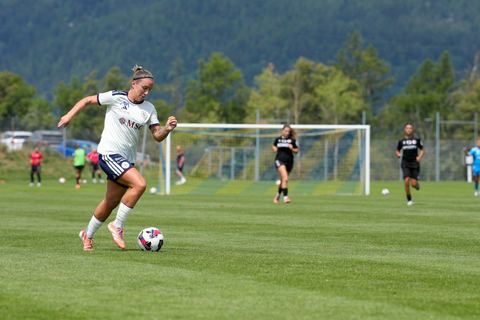 Crans-Montana, Switzerland - July 25: Gloria Marinelli (9 SFCCF) during the AXA Women's Super League match between Servette FC Chenois Feminin and FC Sion Feminin at Stade du Christ-Roi on July 25, 2026 in Crans-Montana, Switzerland.