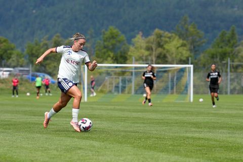 Crans-Montana, Switzerland - July 25: Gloria Marinelli (9 SFCCF) during the AXA Women's Super League match between Servette FC Chenois Feminin and FC Sion Feminin at Stade du Christ-Roi on July 25, 2026 in Crans-Montana, Switzerland.