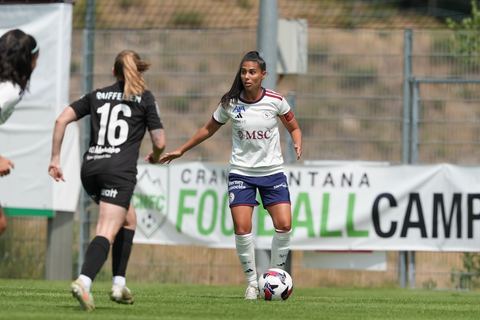 Crans-Montana, Switzerland - July 25: Daina Bourma (3 SFCCF) during the AXA Women's Super League match between Servette FC Chenois Feminin and FC Sion Feminin at Stade du Christ-Roi on July 25, 2026 in Crans-Montana, Switzerland.