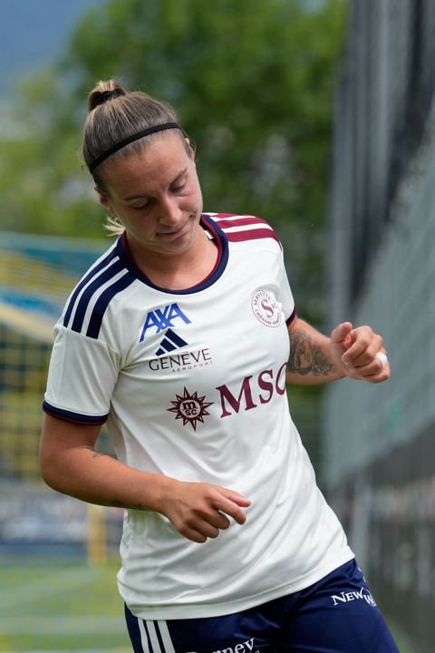 Crans-Montana, Switzerland - July 25: Gloria Marinelli (9 SFCCF) during the AXA Women's Super League match between Servette FC Chenois Feminin and FC Sion Feminin at Stade du Christ-Roi on July 25, 2026 in Crans-Montana, Switzerland.