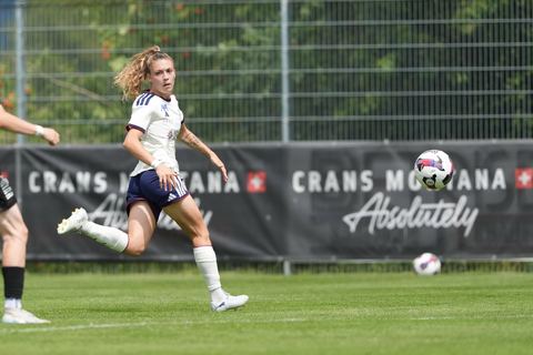 Crans-Montana, Switzerland - July 25: Ascension Martinez Salinas (8 SFCCF) during the AXA Women's Super League match between Servette FC Chenois Feminin and FC Sion Feminin at Stade du Christ-Roi on July 25, 2026 in Crans-Montana, Switzerland.