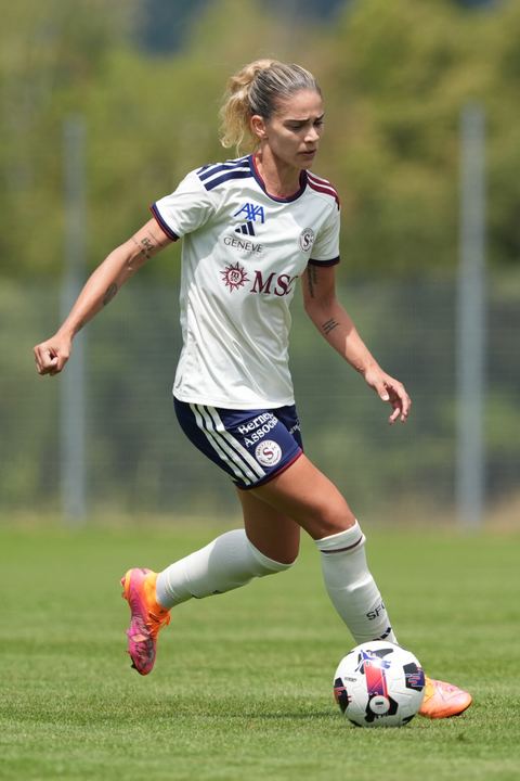 Crans-Montana, Switzerland - July 25: De al m da Eira Stefanie (64 SFCCF) during the AXA Women's Super League match between Servette FC Chenois Feminin and FC Sion Feminin at Stade du Christ-Roi on July 25, 2026 in Crans-Montana, Switzerland.