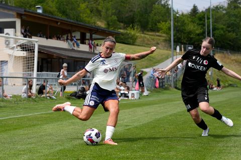 Crans-Montana, Switzerland - July 25: Gloria Marinelli (9 SFCCF) during the AXA Women's Super League match between Servette FC Chenois Feminin and FC Sion Feminin at Stade du Christ-Roi on July 25, 2026 in Crans-Montana, Switzerland.